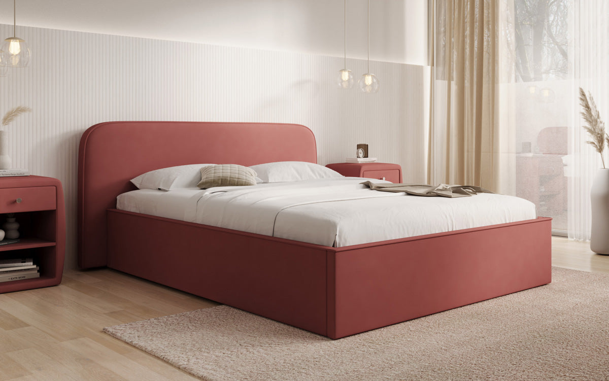 Designer Polsterbett Nola in Stoff mit Stauraum