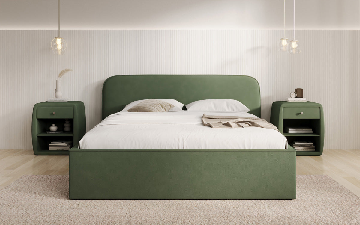 Designer Polsterbett Nola in Stoff mit Stauraum