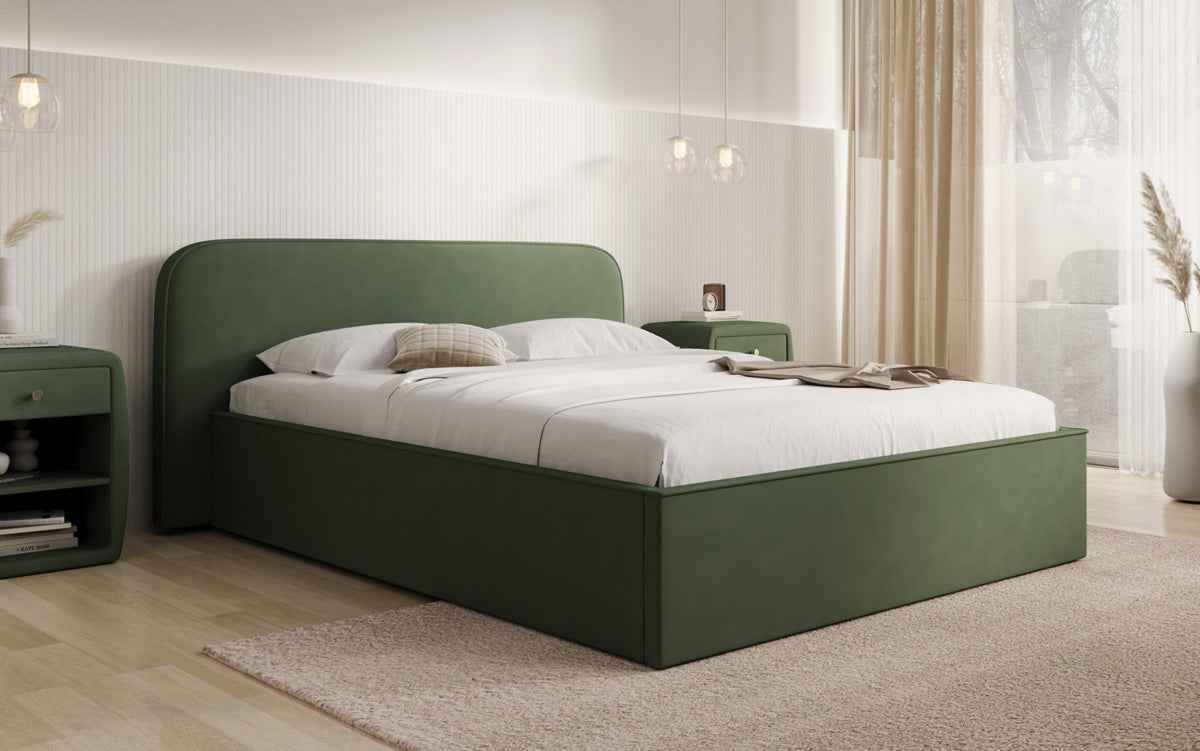 Designer Polsterbett Nola in Stoff mit Stauraum