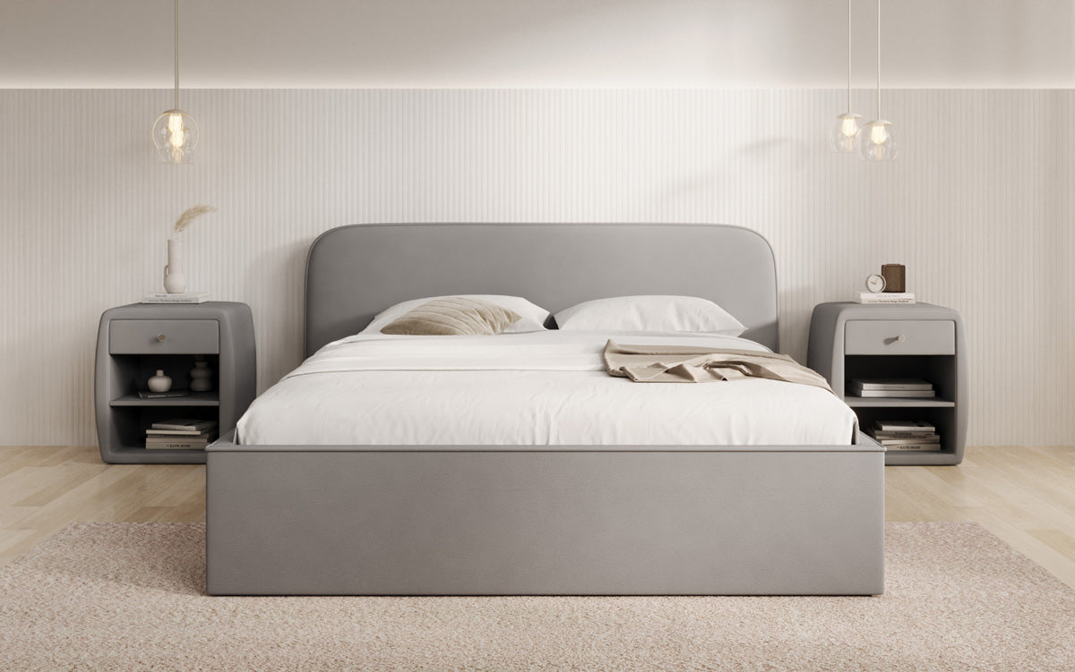 Designer Polsterbett Nola in Stoff mit Stauraum