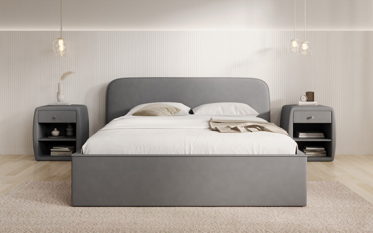 Designer Polsterbett Nola in Stoff mit Stauraum