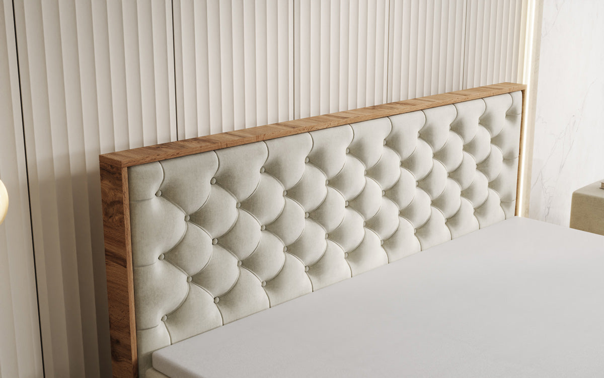 Lit boxspring Timber Chester avec espace de rangement en Velours