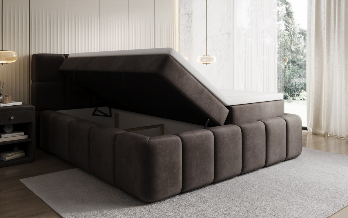 Bombo box spring bed with storage in velvet