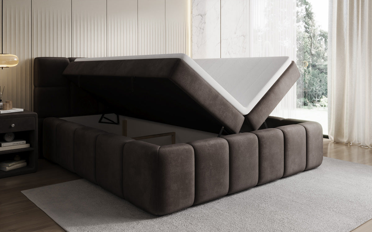 Bombo box spring bed with storage in velvet
