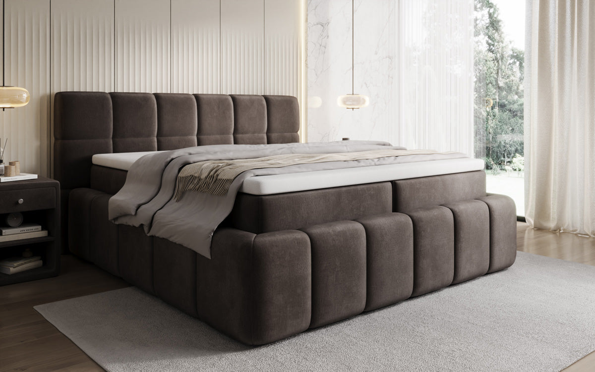 Bombo box spring bed with storage in velvet