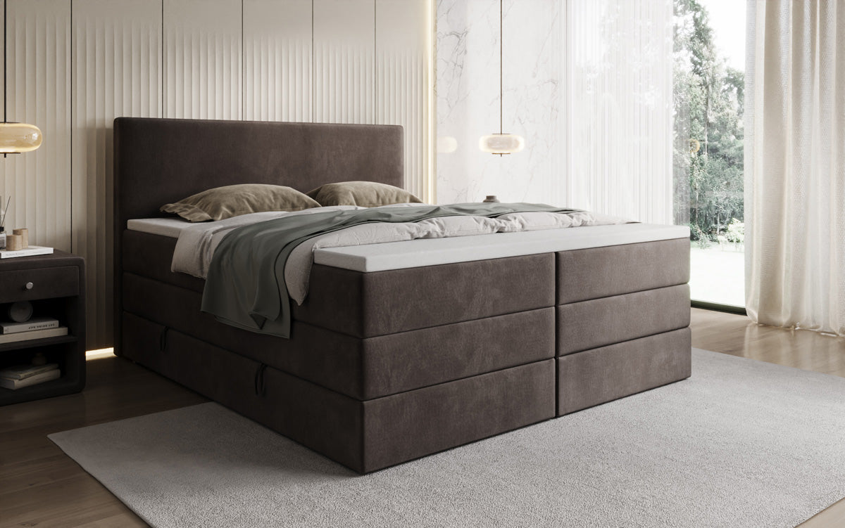 Boxspringbett Kubo King mit Stauraum in Samt