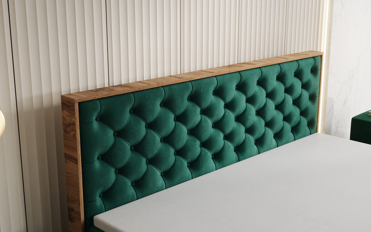 Lit boxspring Timber Chester avec espace de rangement en Velours
