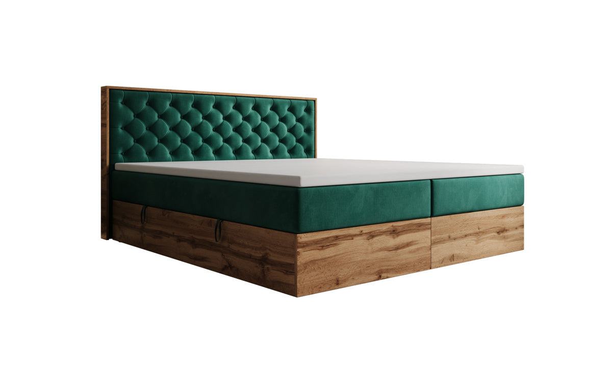 Lit boxspring Timber Chester avec espace de rangement en Velours