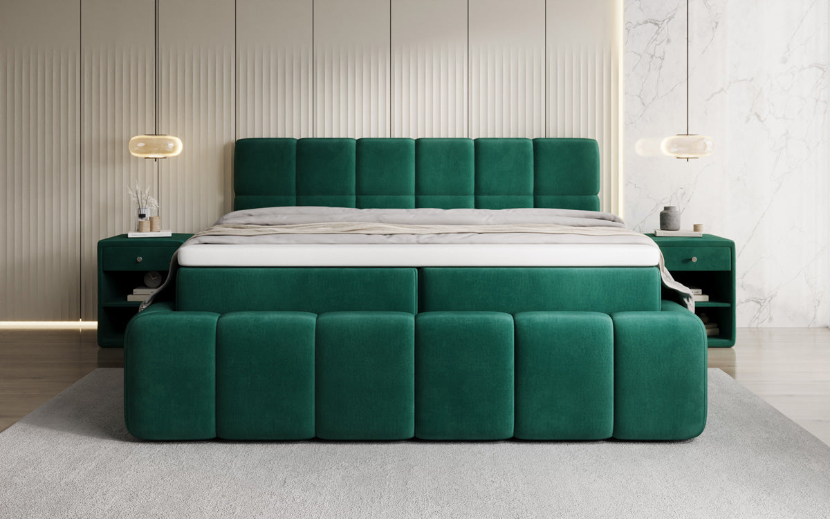 Bombo box spring bed with storage in velvet