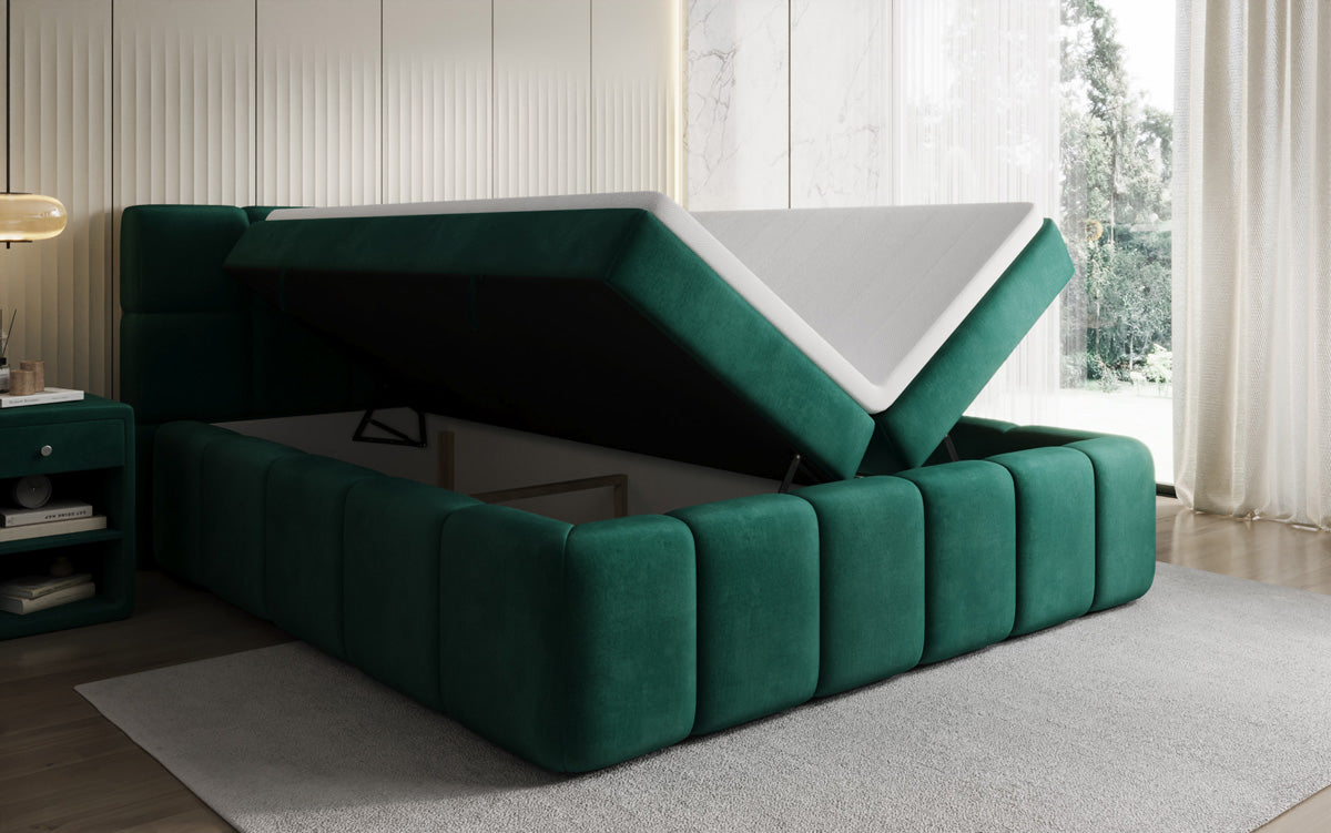 Bombo box spring bed with storage in velvet
