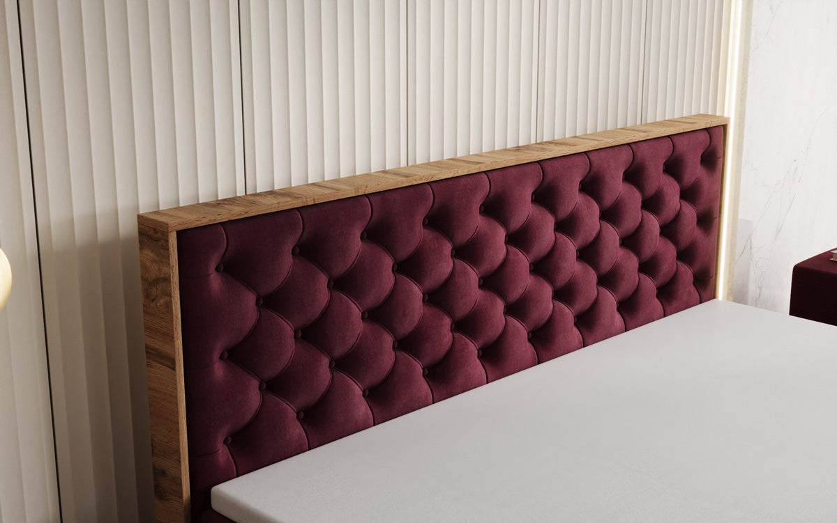 Lit boxspring Timber Chester avec espace de rangement en Velours