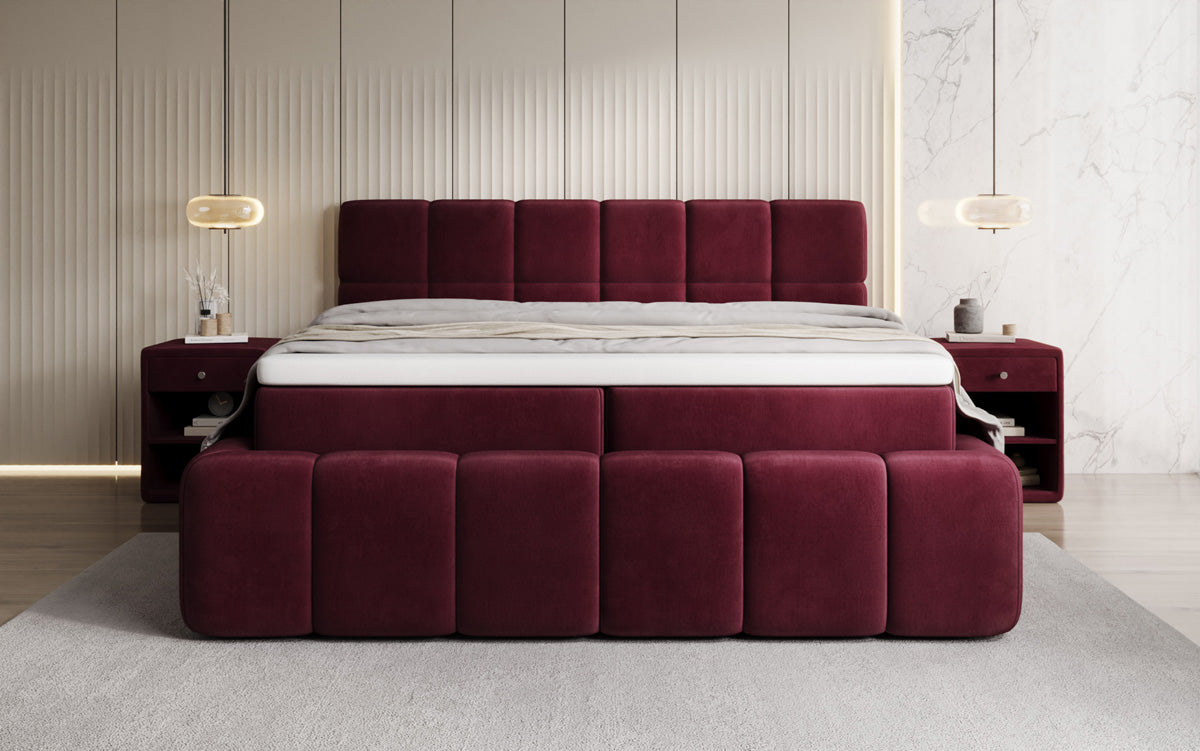 Bombo box spring bed with storage in velvet