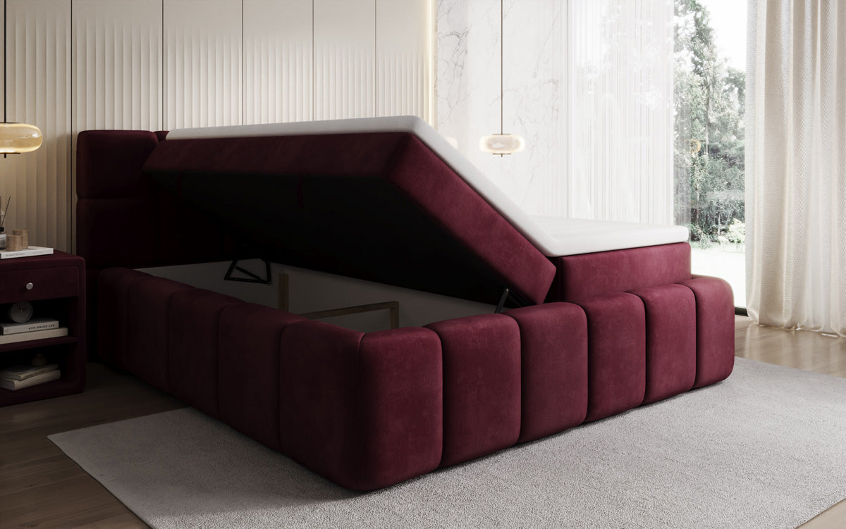 Bombo box spring bed with storage in velvet