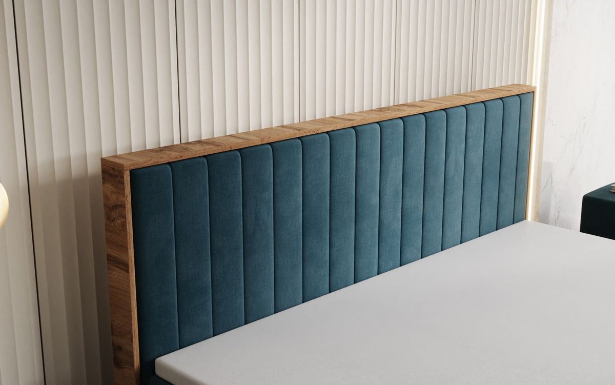 Lit boxspring Timber Line avec espace de rangement en Velours