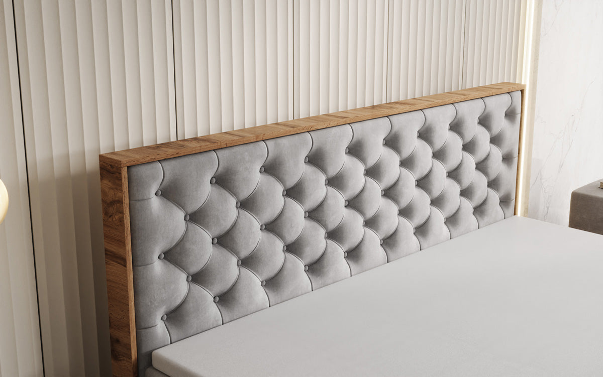 Lit boxspring Timber Chester avec espace de rangement en Velours