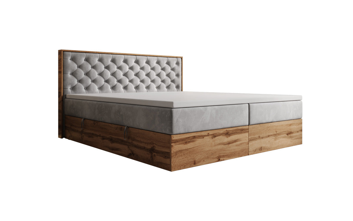 Lit boxspring Timber Chester avec espace de rangement en Velours