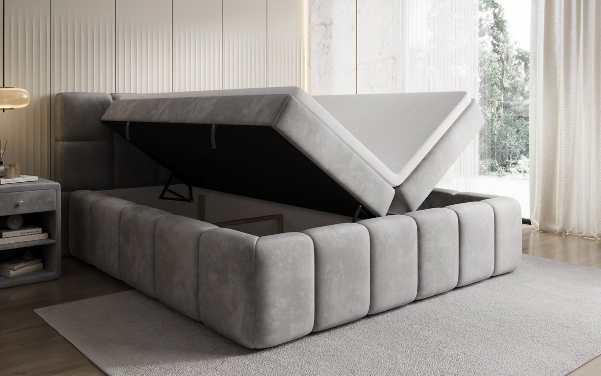 Bombo box spring bed with storage in velvet
