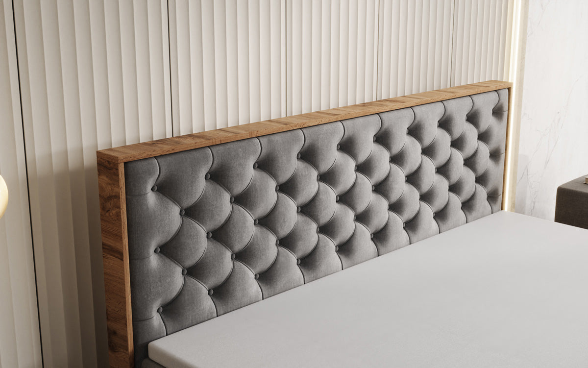 Lit boxspring Timber Chester avec espace de rangement en Velours