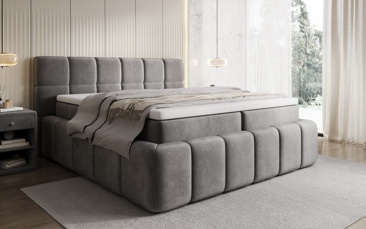 Bombo box spring bed with storage in velvet