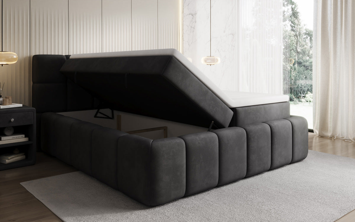 Bombo box spring bed with storage in velvet