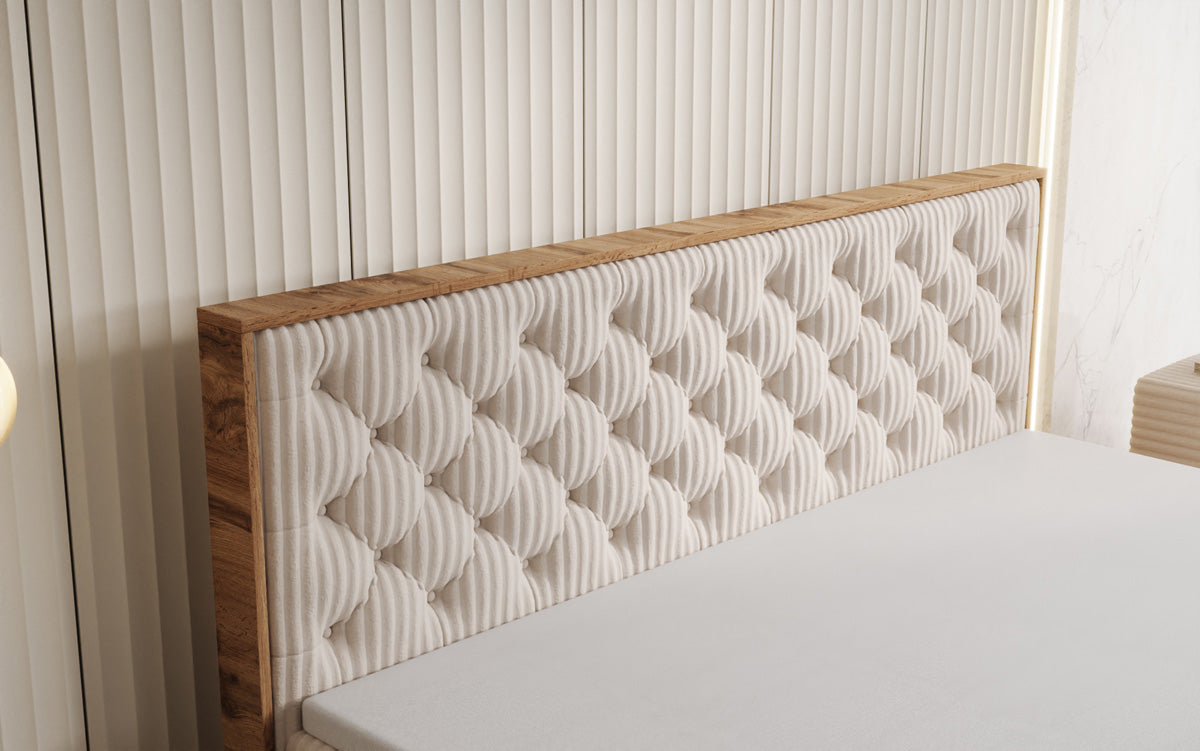 Boxspringbett Timber Chester a Cord mat Stauraum