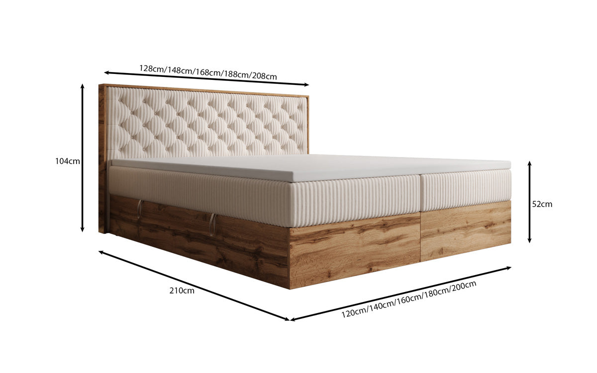 Boxspringbett Timber Chester a Cord mat Stauraum