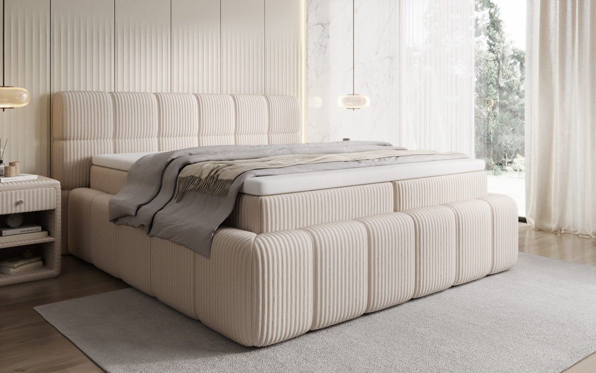 Boxspringbett Bombo a Cord mat Stauraum