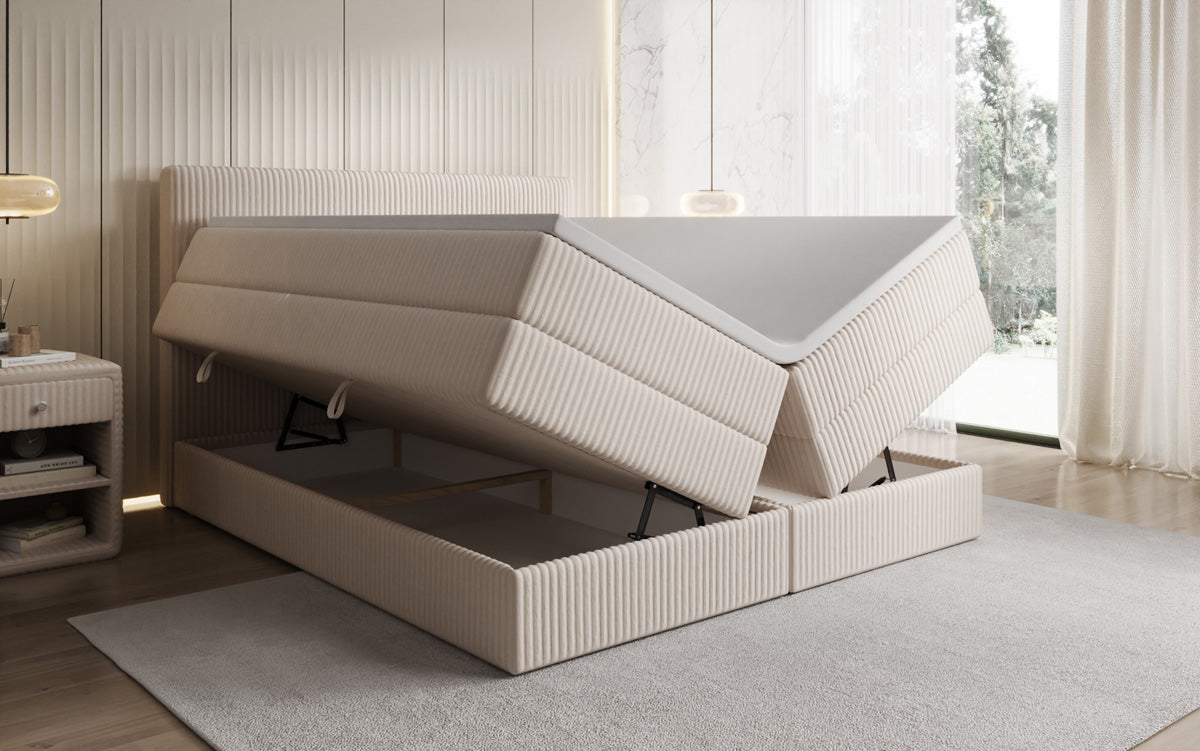 Boxspringbett Kubo King in Cord mit Stauraum