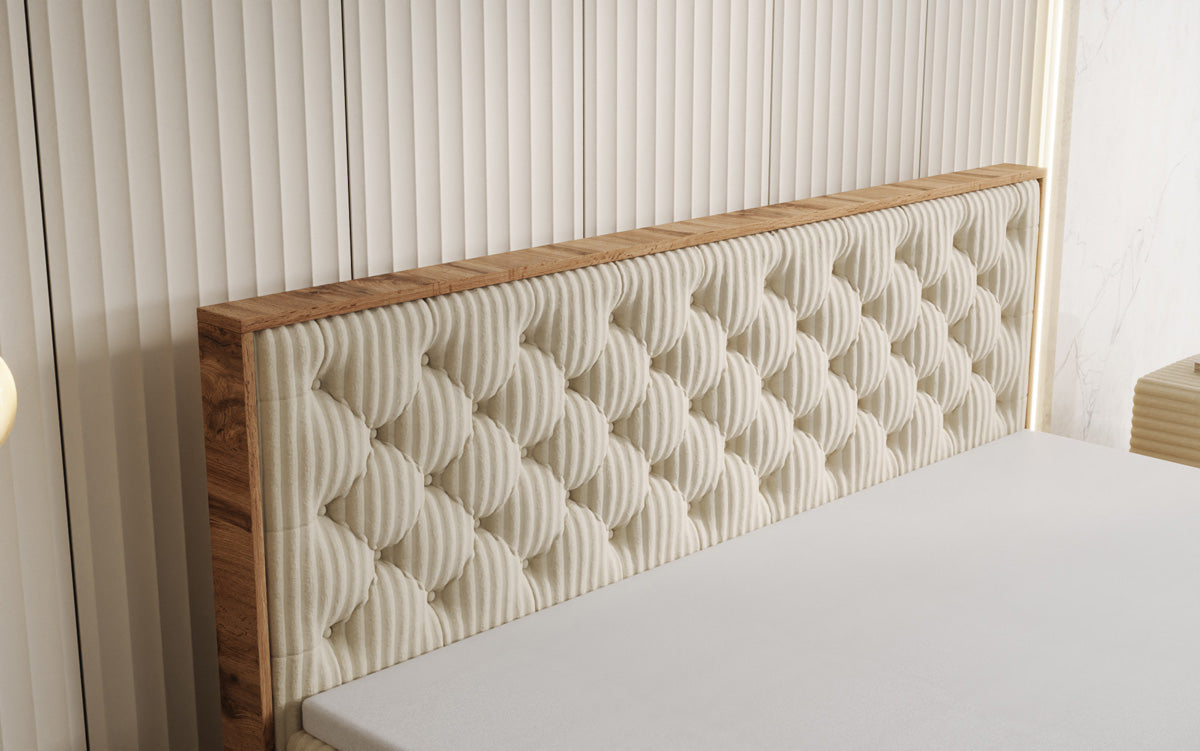 Boxspringbett Timber Chester a Cord mat Stauraum