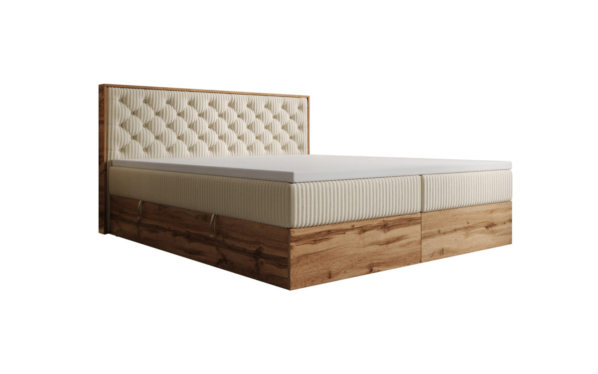 Boxspringbett Timber Chester a Cord mat Stauraum