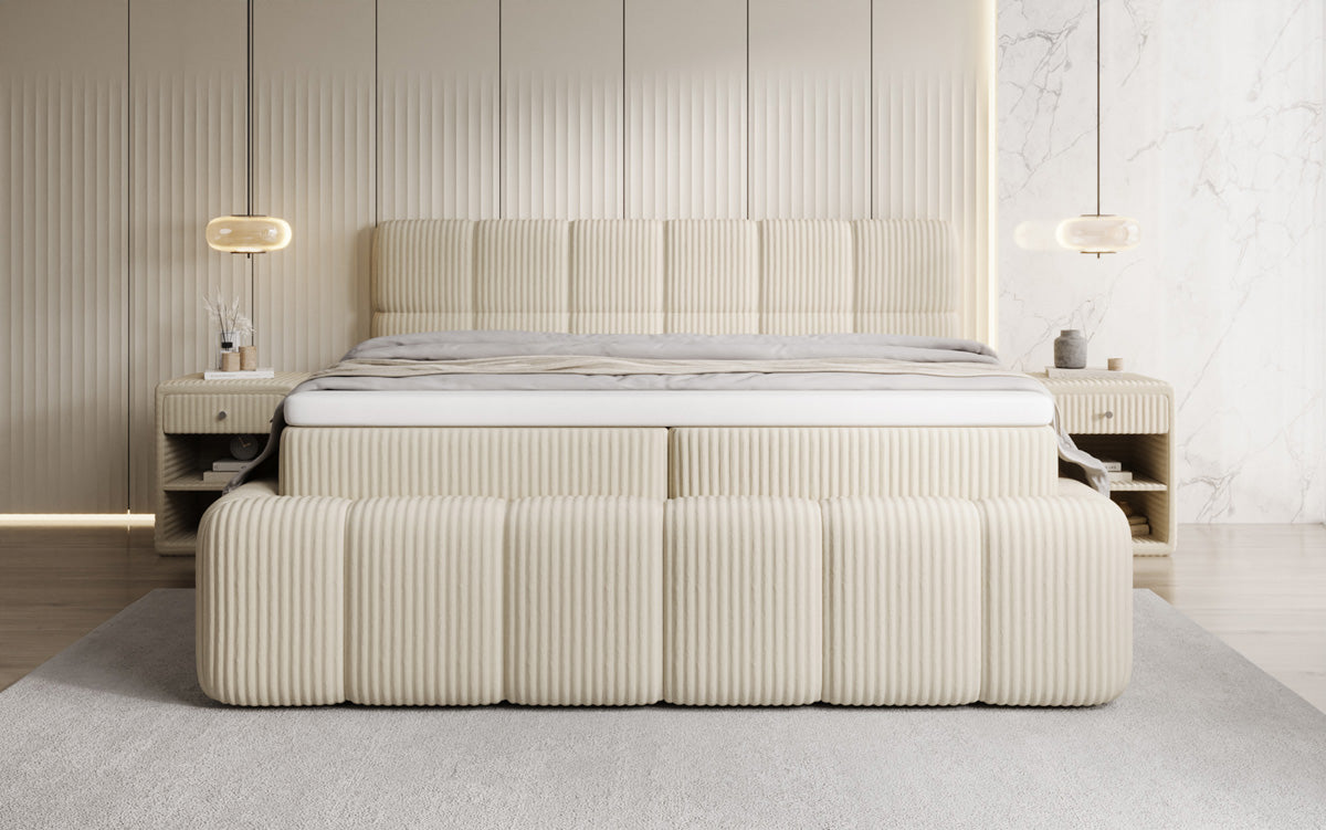 Boxspringbett Bombo a Cord mat Stauraum