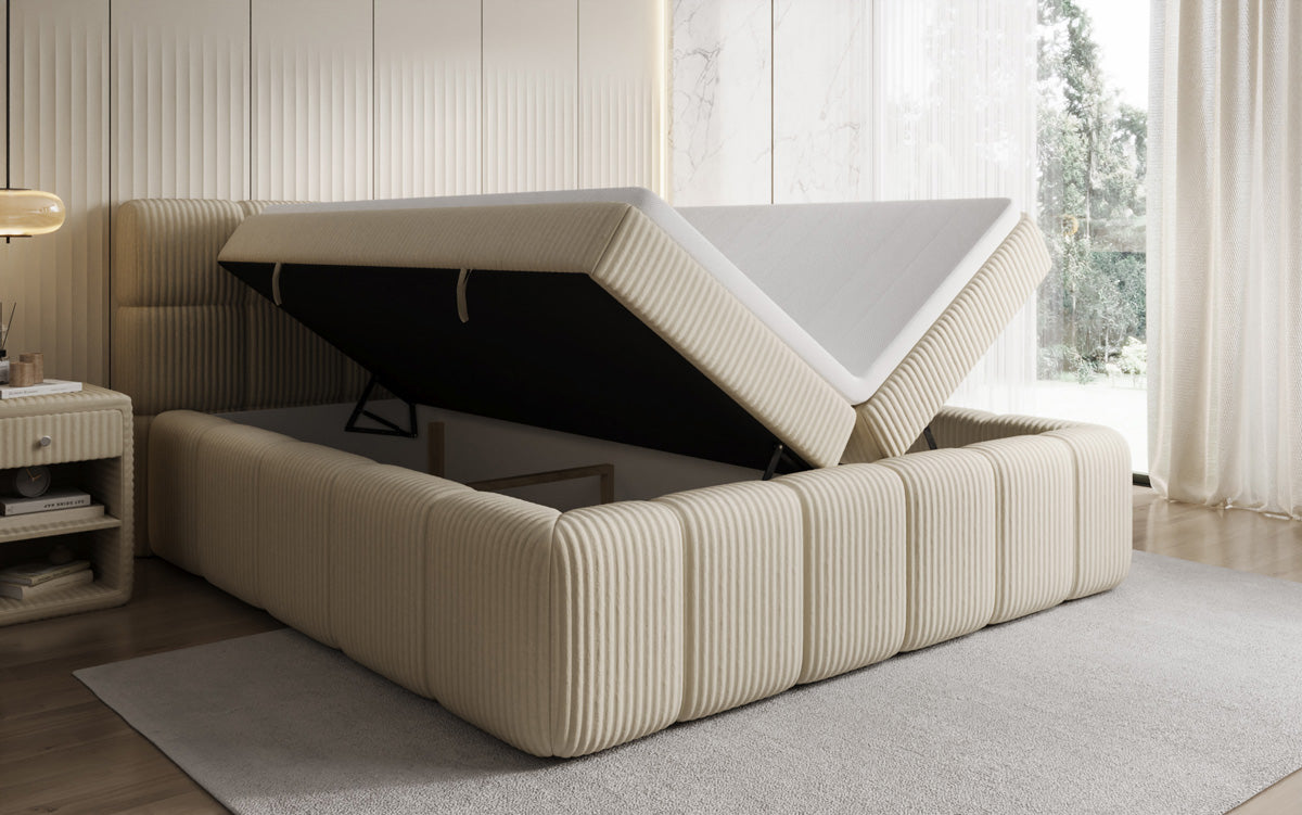 Boxspringbett Bombo a Cord mat Stauraum