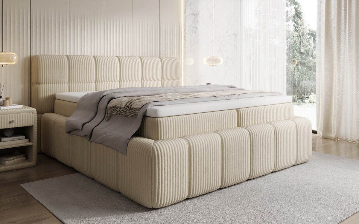 Boxspringbett Bombo a Cord mat Stauraum