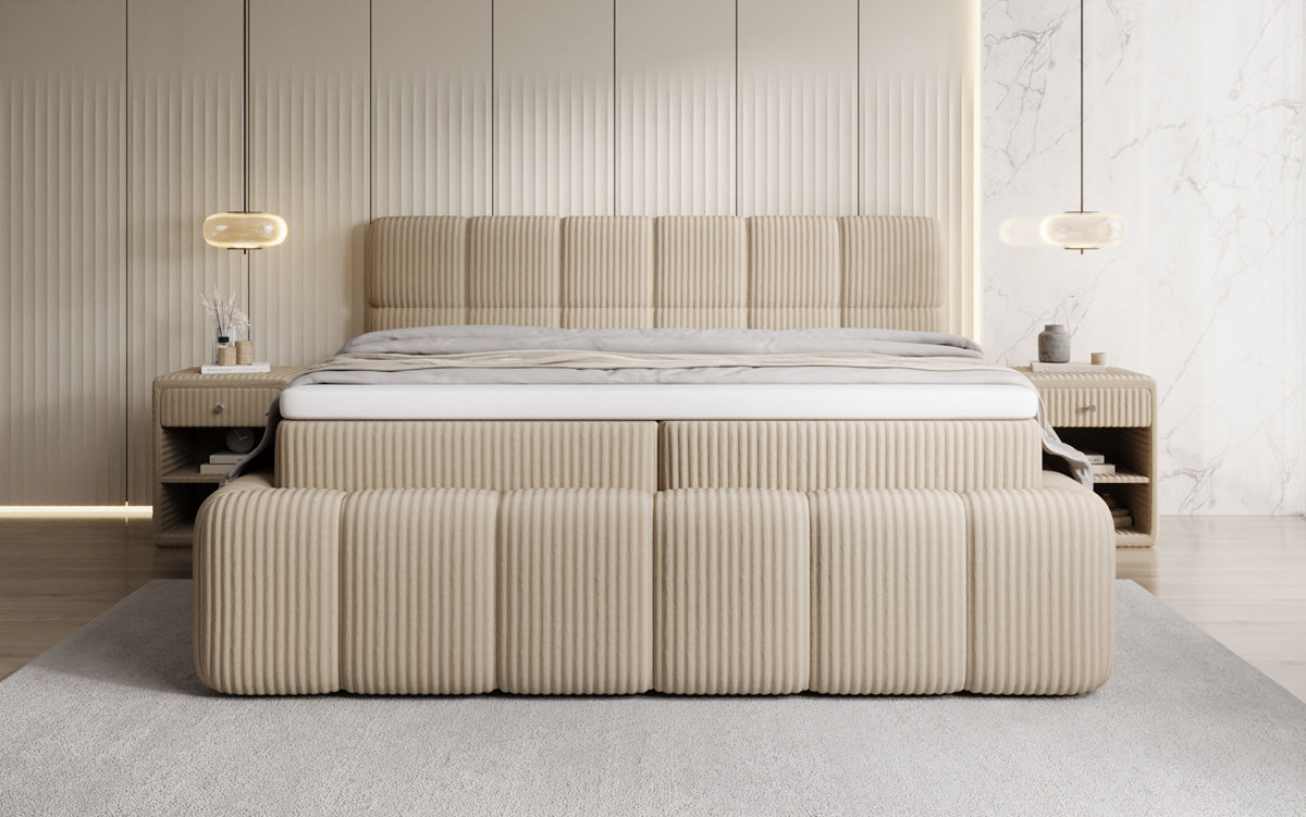 Boxspringbett Bombo a Cord mat Stauraum