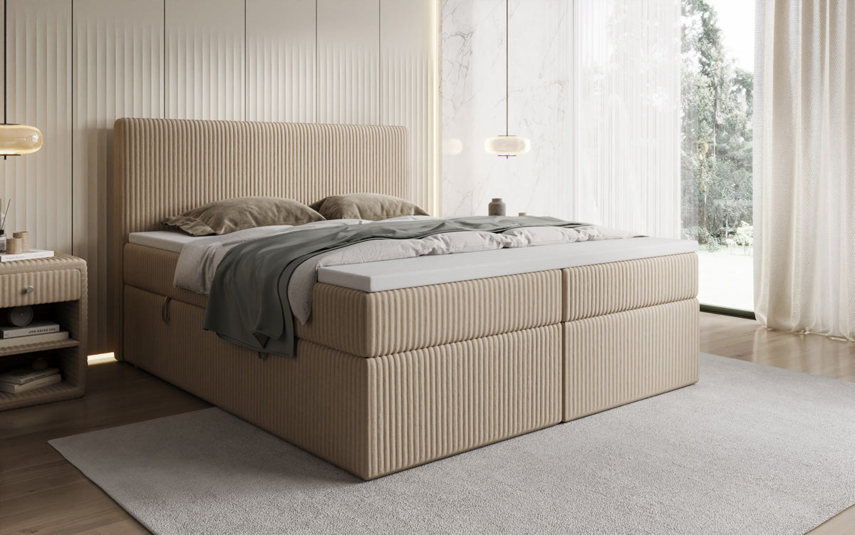 Boxspringbett Kubo in Cord mit Stauraum