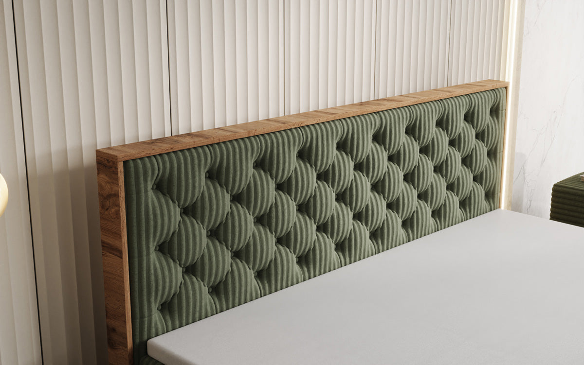Boxspringbett Timber Chester a Cord mat Stauraum