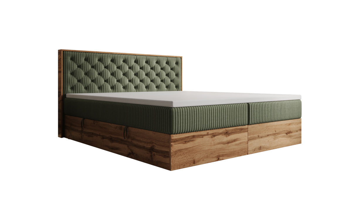 Boxspringbett Timber Chester a Cord mat Stauraum
