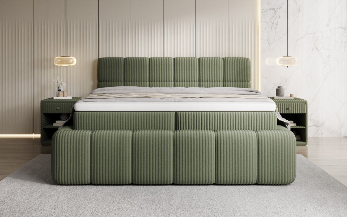 Boxspringbett Bombo a Cord mat Stauraum