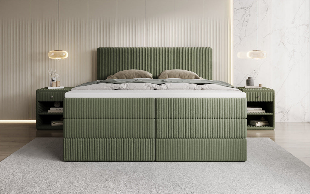 Boxspringbett Kubo King in Cord mit Stauraum