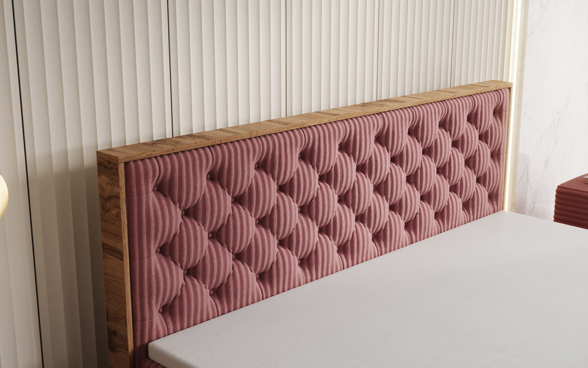 Boxspringbett Timber Chester a Cord mat Stauraum
