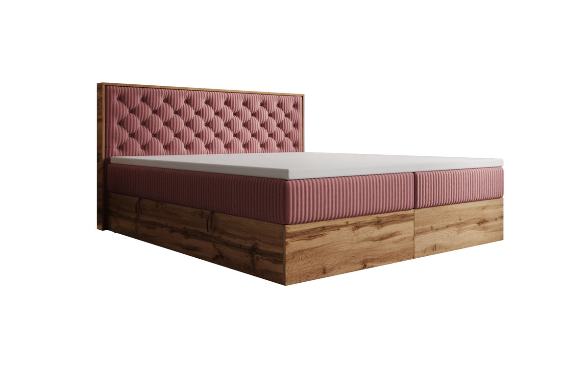 Boxspringbett Timber Chester a Cord mat Stauraum