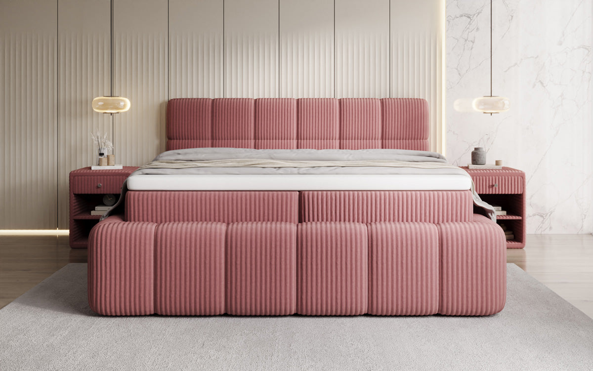 Boxspringbett Bombo a Cord mat Stauraum