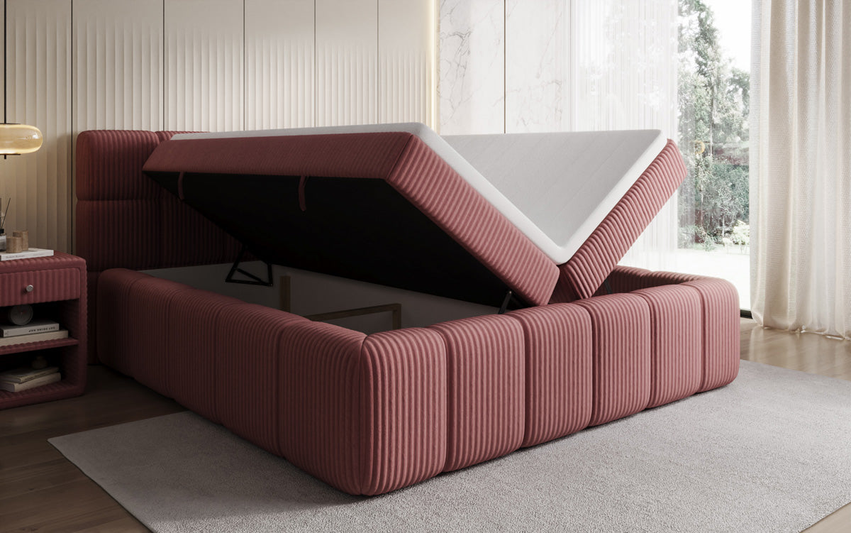 Boxspringbett Bombo a Cord mat Stauraum