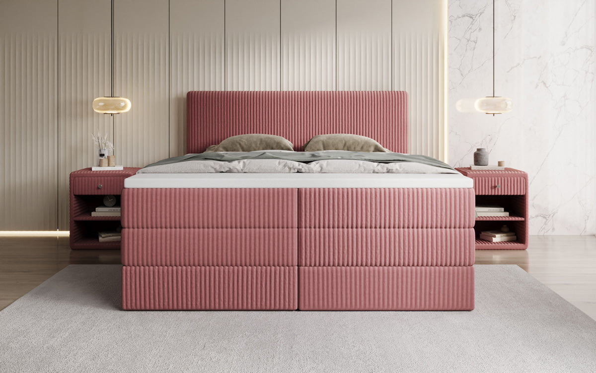 Boxspringbett Kubo King in Cord mit Stauraum