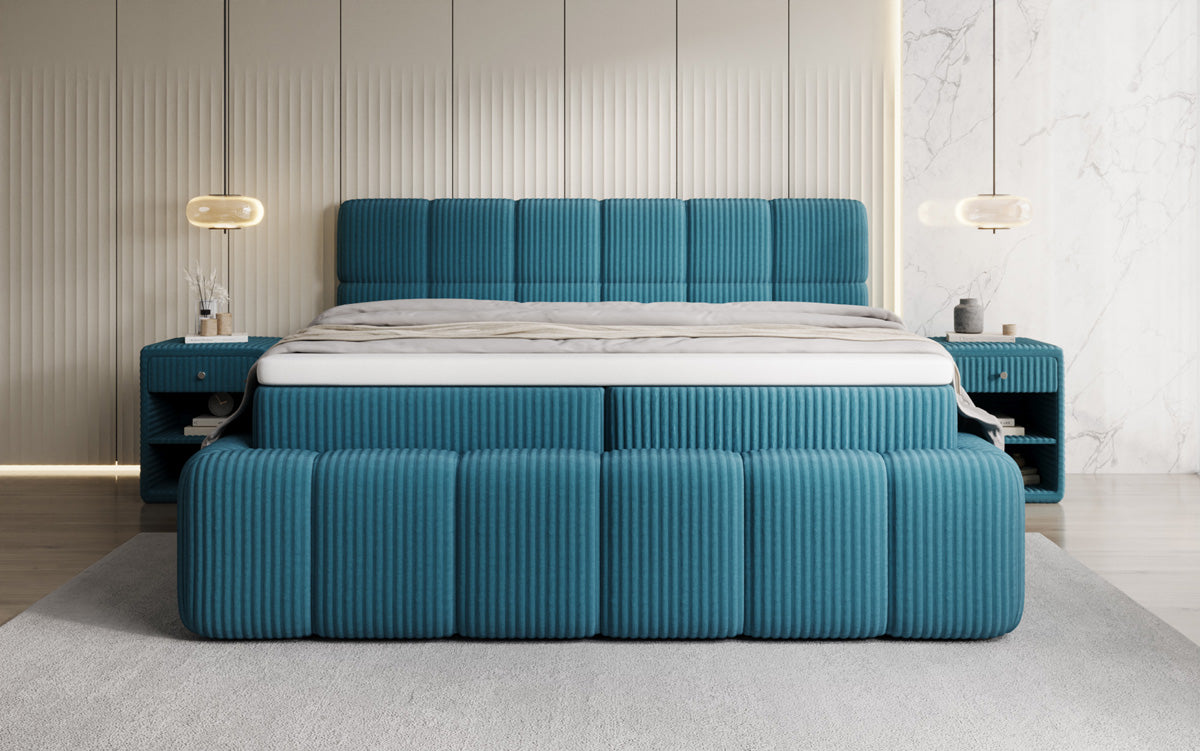Boxspringbett Bombo a Cord mat Stauraum