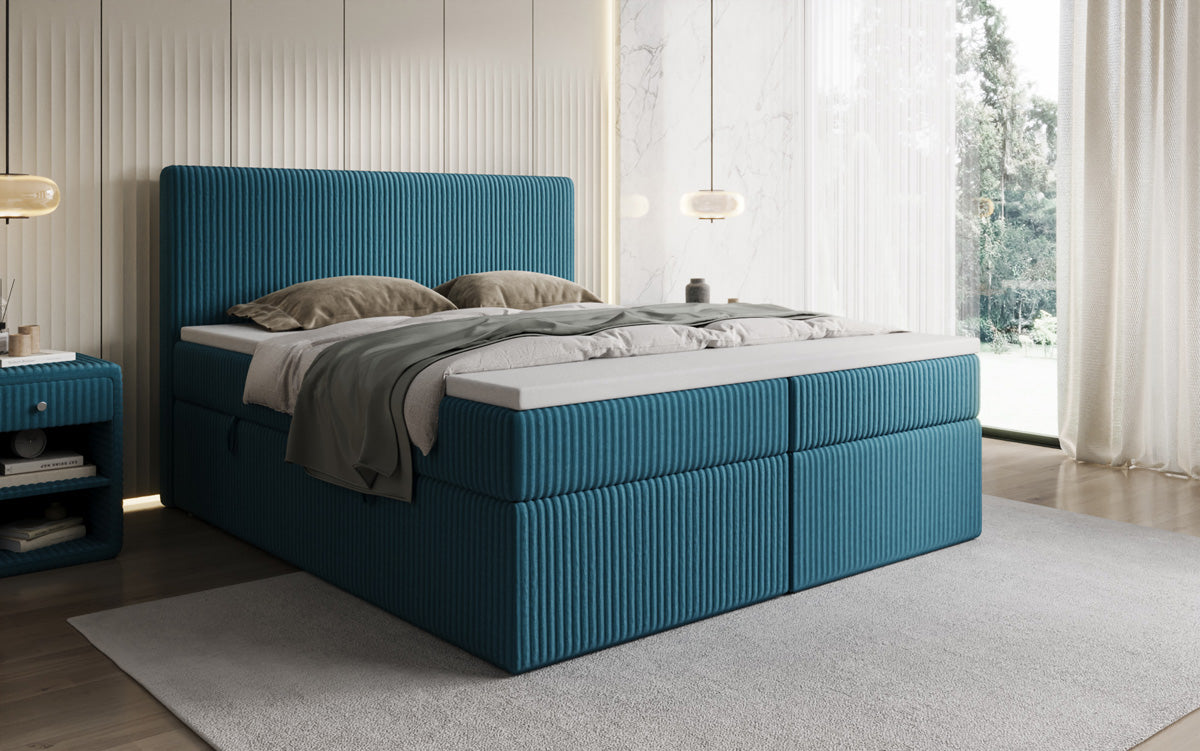 Boxspringbett Kubo in Cord mit Stauraum