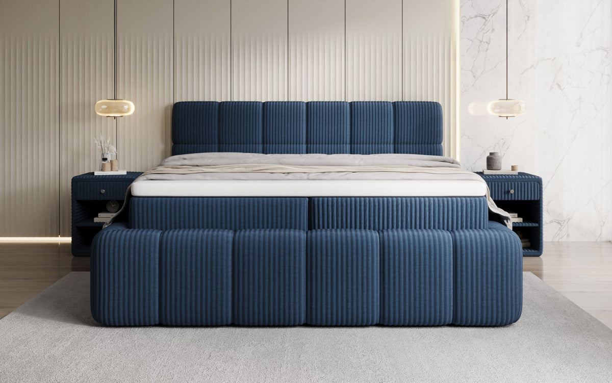Boxspringbett Bombo a Cord mat Stauraum