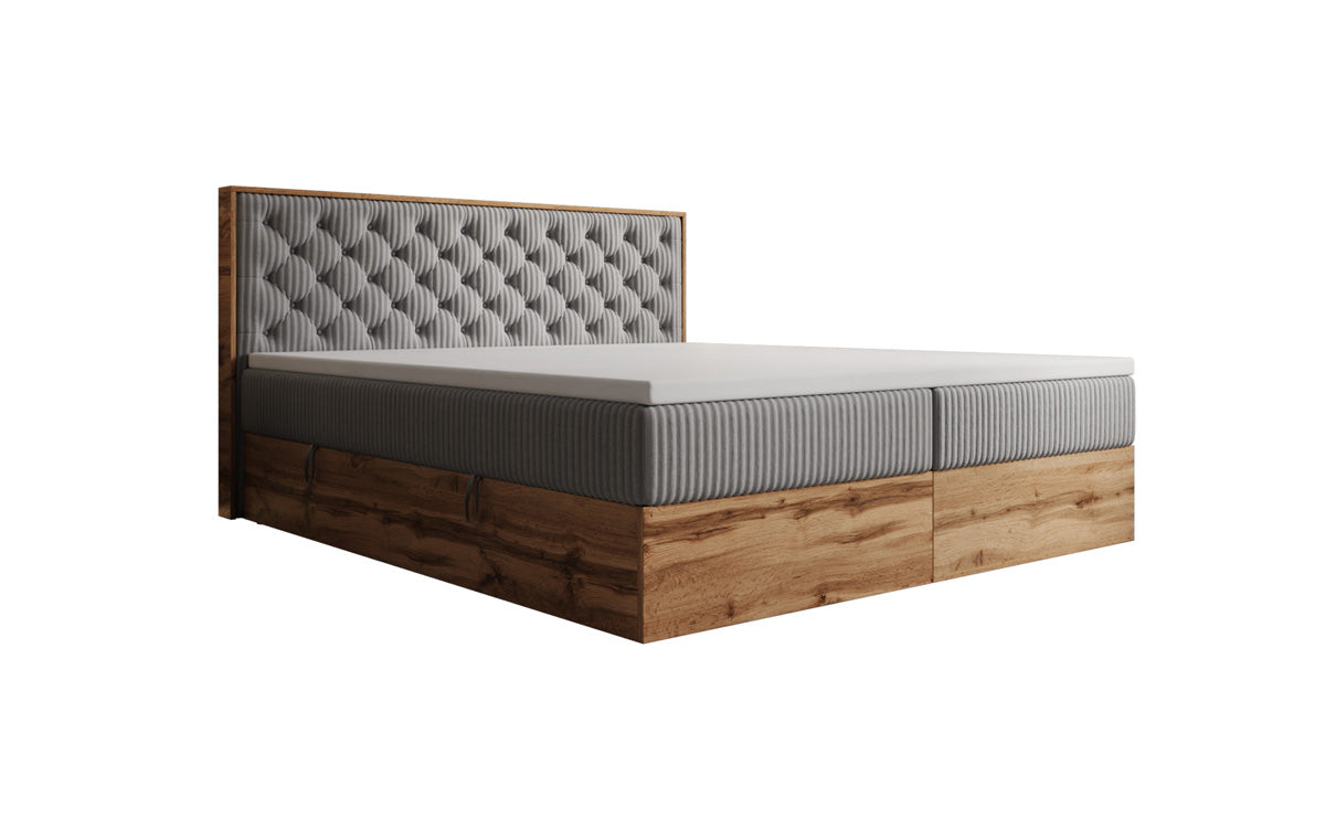 Boxspringbett Timber Chester a Cord mat Stauraum