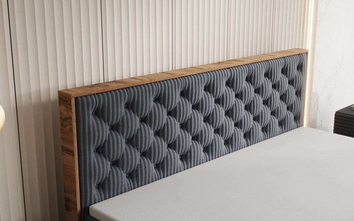 Boxspringbett Timber Chester a Cord mat Stauraum