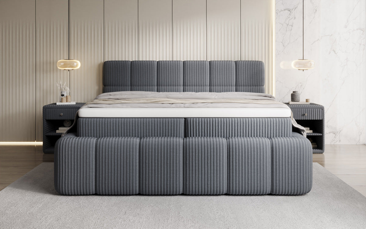 Boxspringbett Bombo a Cord mat Stauraum